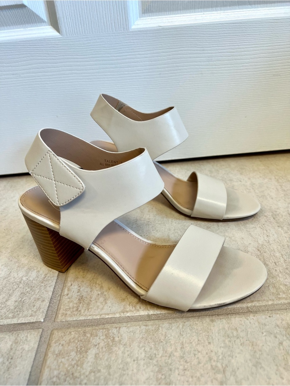 Joie Talent 7.5M Ivory Block Heel Sandals Ankle Strap Open Toe Minimalist luxury